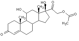 Structural formula of hydrocortisone acetate