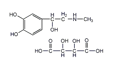 Structural formula of epinephrine tartrate