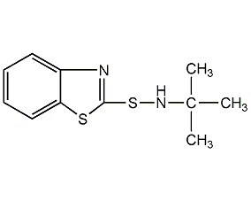 N-tert-butyl-2-benzothiazole sulfenamide structural formula